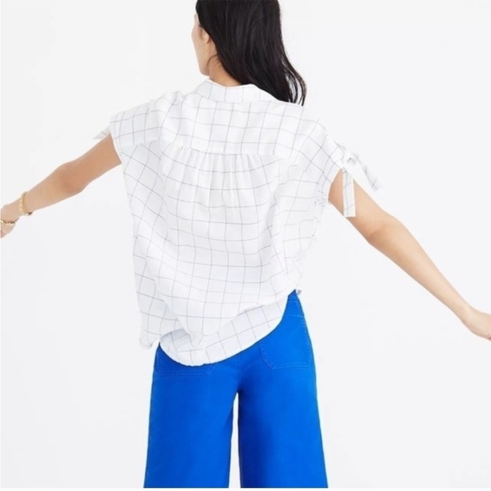Madewell White Grid Pattern Button Down Shirt - image 3